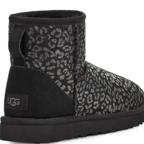 UGG Shoes - UGG Classic Mini Black Snow Leopard Booties